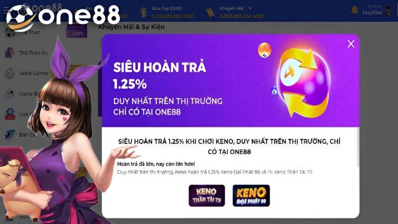 Ưu đãi siêu hoàn trả tại ONE88