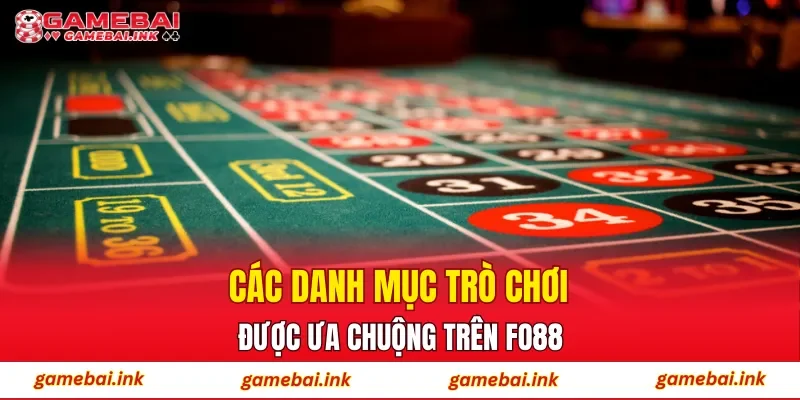 Các danh mục trò chơi được ưa chuộng trên FO88